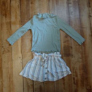 Jessica Simpson 2T outfit skirt and shirt coord set summer green pink boho